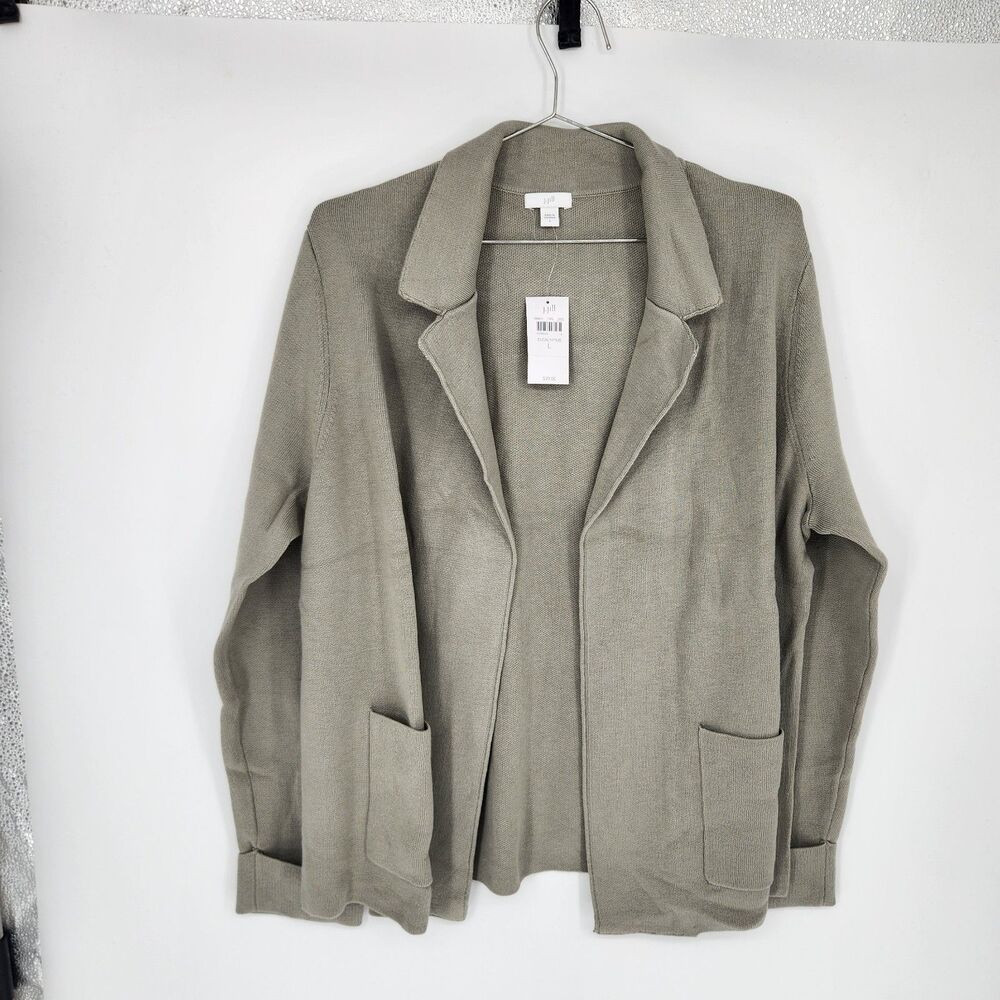 J. Jill Large Eucalyptus Green Cotton Blend Notched Collar Cardigan NWT